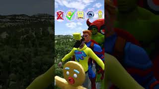 Crazy Cartoon Cars vs Gigantic Characters SpongeBob Jumps Hulk amp Sprunk  BeamNGdrive [upl. by Alleon]