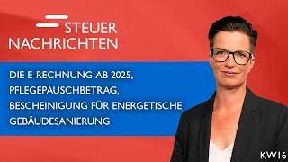 ERechnung 2025 Pflegepauschbetrag Energetische Gebäudesanierung  Steuernachrichten Update 1624 [upl. by Epuladaug]