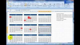 Excel 2007 Réalisez un calendrier avec des jours fériés en 30mn [upl. by Delwin482]