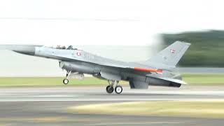 Royal Danish Air Force F16AM Landing at Farnborough Airport [upl. by Odracir]