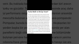 Turbo Nedir ve Ne İşe Yararbilge [upl. by Oremodlab]