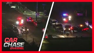 Authorities chase speeding Kia driver suspect nearly hits law enforcement officer at end of pursuit [upl. by Adnamma227]