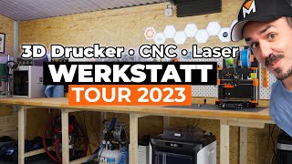 3D Drucker Werkstatt Tour 2023 inkl zukünftiger CNC amp Laser Projekte [upl. by Reivad263]