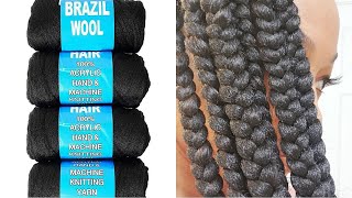 Yarn Box Braids  Knotless  Brazilian Wool Yarn [upl. by Llehsad925]