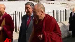 Raw Video Dalai Lama Throws Snow at the Press [upl. by Ahsenat]