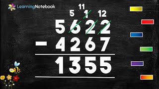 Subtraction of 4 digit numbers with borrowing [upl. by Kevina]