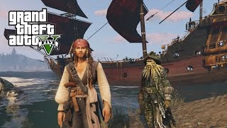 PIRATES OF THE CARIBBEAN SHIPS w JACK SPARROW GTA 5 Mods [upl. by Durarte]