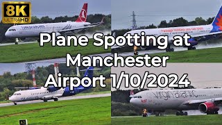 ✈️ 14 AIRPLANE TAKEOFFS amp LANDINGS in 60 MINS 🇬🇧 Manchester Airport Plane Spotting MANEGCC 8K [upl. by Rochella710]