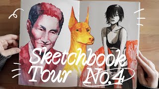 Sketchbook Tour ⓸ multimedia paintings amp art school projects [upl. by Romola764]