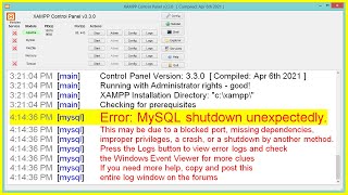 FIXED XAMPP Error MySQL shutdown unexpectedly  Repair Corrupted Database [upl. by Llednahs]