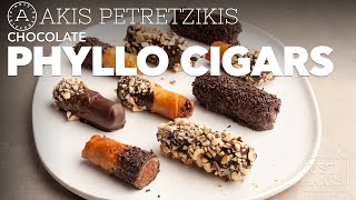 Chocolate Hazelnut Phyllo Cigars  Akis Petretzikis [upl. by Avid]