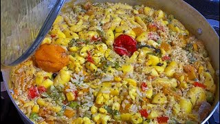 Seasoned Rice with Ackee amp Saltfish Jamaican Style Simmers in Coconut Milk [upl. by Ylenats973]