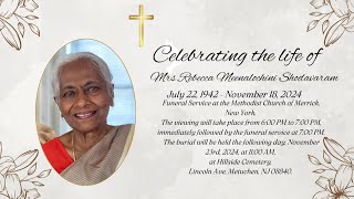 The Viewing and Funeral Service of MrsRebecca Meenalochini Shodavaram 11222024 [upl. by Phira]