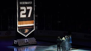 Ducks raise Scott Niedermayer’s No 27 to the rafters [upl. by Lael]