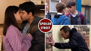 Coronation Street Spoilers  Aadi Kisses Amy Mason Threatens Liam [upl. by Dnumyar]