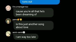 semishira lyric confession  haikyuu text  not another song about love by Hollywood ending [upl. by Jorrie]