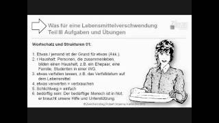 Kurs B1B2 Lebensmittelverschwendung Wortschatz und Struktur [upl. by Nnylyaj]