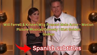 Will Ferrell amp Kristen Wiig Announce Male Actor Winner  81st Golden Globes MusicalComedy [upl. by Amir986]