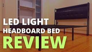 HAUSOURCE Bed Frame with Storage Headboard amp Footboard Review  Metal and Leather Headboard Bed [upl. by Cochrane]