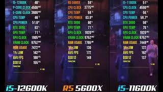 AMD Ryzen 5 5600X vs i5 11600K vs Intel i5 12600K Gaming Performance ComparisonBest MidRange CPU [upl. by Akihdar]