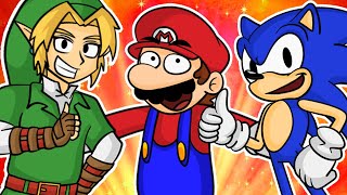 Funny Mario Crossover Animation Compilation  Zelda Smash Bros Sonic Pokemon Friday Night Funkin [upl. by Eiliab]