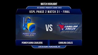 Pennsylvania Cavaliers vs Carolina Eagles  5 Minutes Highlight  Match 31  Final Match USPL [upl. by Nirrep]