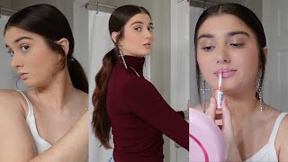 How I Style My Sleek Middle Part Low Ponytail  GRWM For Sunday Night Dinner [upl. by Solnit766]