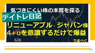 626【デイトレ日記 リニューアブル・ジャパン株 4αを意識するだけで爆益】20230420 リニューアブル・ジャパン グロース 前日終値 チャート 株の初心者 デイトレ 株式投資 [upl. by Ennovart841]