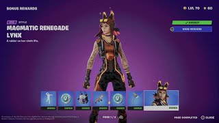 How to Unlock Magmatic Renegade Lynx Skin style in Fortnite  Battle Pass Bonus Rewards Page 1 [upl. by Eetnwahs489]