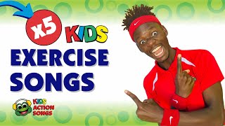 Kids Action Songs x5 Exercise songs for preschoolers [upl. by Wertz]