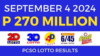 Lotto Result Today 9pm September 4 2024  PCSO Complete [upl. by Hamrah]