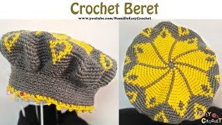 Easy Crochet Crochet Beret Hat 04 [upl. by Pain258]