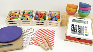 Kids Video with Wooden Toys  Candy Shop Play with Grapat Mandala Pieces [upl. by Ellenar132]