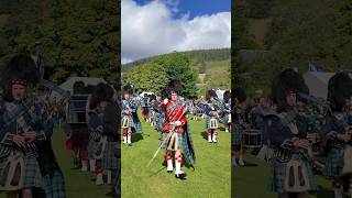 scotlandthebrave as drummajor leads Ballater pipeband on march at 2024 lonachgathering shorts [upl. by Nagar330]