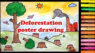 Deforestation poster drawing  Save tree save environment drawing [upl. by Nylanaj]