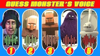 Guess MONSTERS VOICE 90 SKIBIDI TOILET VILLAGER ANGEL TOLET GRIMACE TOILET OTAMATONEs TOLET [upl. by Elam]