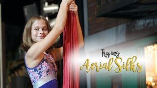 Gymnast Tries Aerial Silks Kyra SGG [upl. by Rettig407]