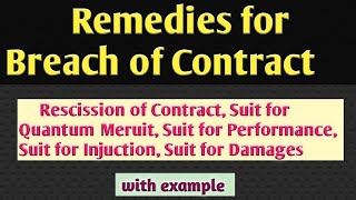 Remedies for Breach of Contract  Types Breach of Contract Business Law  Suit for Quantum Meruit [upl. by Ivory]