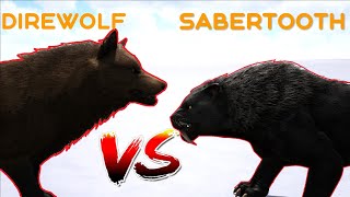 Dire Wolf vs Sabertooth ARK Survival Evolved Prehistoric Predators Clash [upl. by Ackerley]