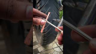 Day 1 Motorcycle Maintenance  How to repair puncture on motorcycle and cars shorts [upl. by Aro]