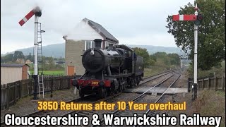 Gloucestershire amp Warwickshire Railway  GWR 3850 in Wartime Black is BACK IN SERVICE [upl. by Kimble]