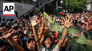 People in Bangladesh celebrate after Prime Minister Sheikh Hasina resigns [upl. by Mars255]