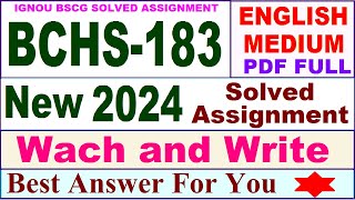 BCHS 183 solved assignment 2024 in English  bchs 183 solved assignment 202324  bchs183 2024 [upl. by Yaf]