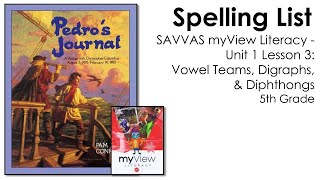 SAVVAS MyView Literacy  Unit 1 Lesson 3  Spelling  5th Grade [upl. by Nilrak508]