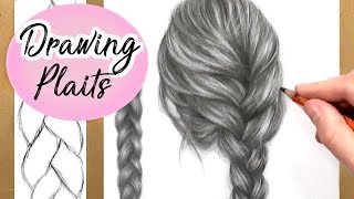 How To Draw A Plait  Braid Hair Drawing Tutorial  Step by Step [upl. by Nawram]