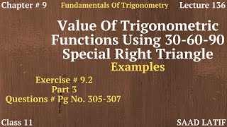 Class 11 Maths  Lecture 136  Chapter 9  306090 Special RightAngled Triangle [upl. by Toffey]