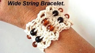 Crochet STRING BRACELET STYLE  3 buttonon bracelet wide how to diy [upl. by Korrie]