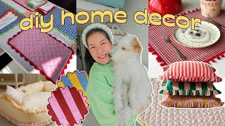 sewing cute pinterest home decor pieces amp a dog bed Apartment Makeover EP4 [upl. by Audres]