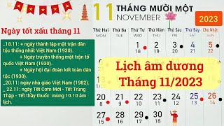 Lịch tháng 112023  Lịch âm hôm nay 2023  Lịch vạn niên 2023 [upl. by Adlee]