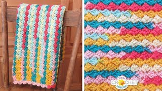 Sweet Welcome Baby Blanket using Lion Brand Ice Cream Big Scoop Yarn [upl. by Boylston]